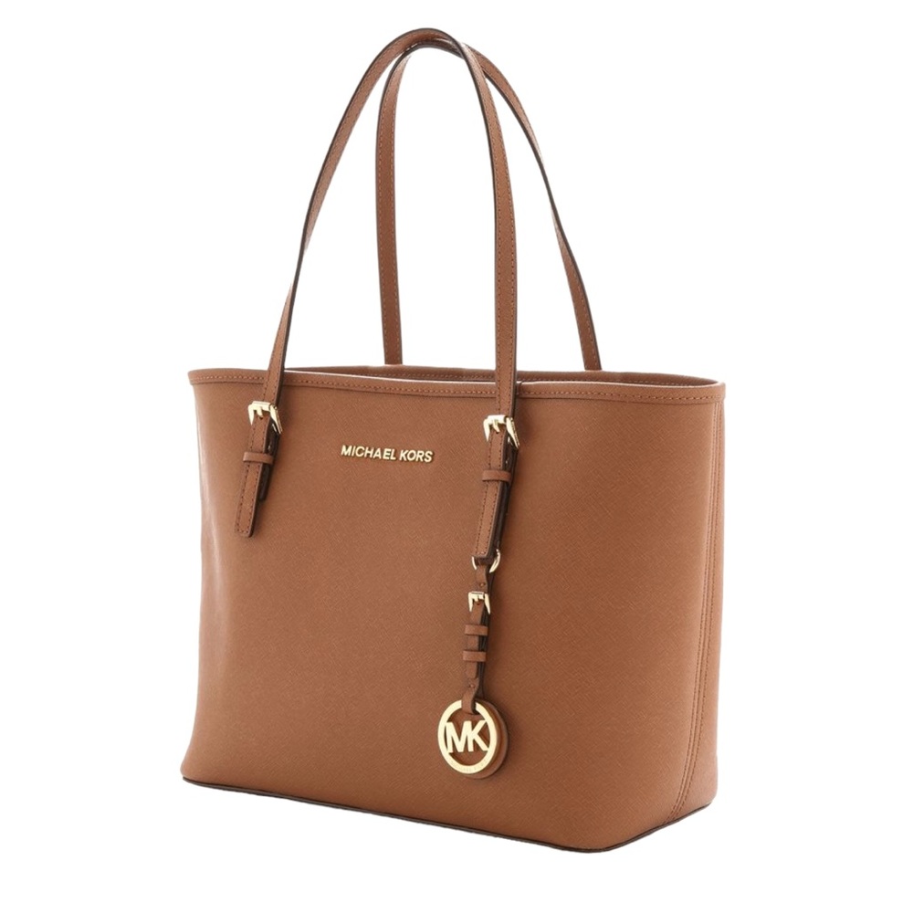 NWT Michael Kors Jet Set Travel Luggage Brown Saffiano Leather Large Tote Bag
